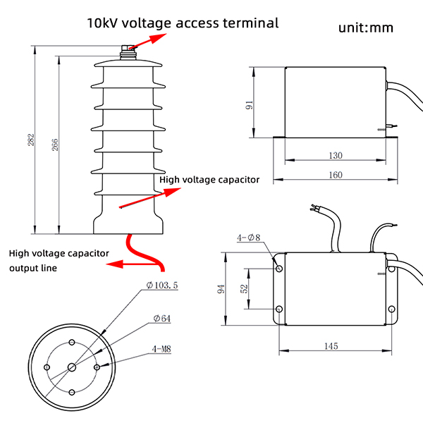 High-Voltage Capacitive Power Harvesting Device Dimensions Высоковольтное емкостное устройство сбора энергии